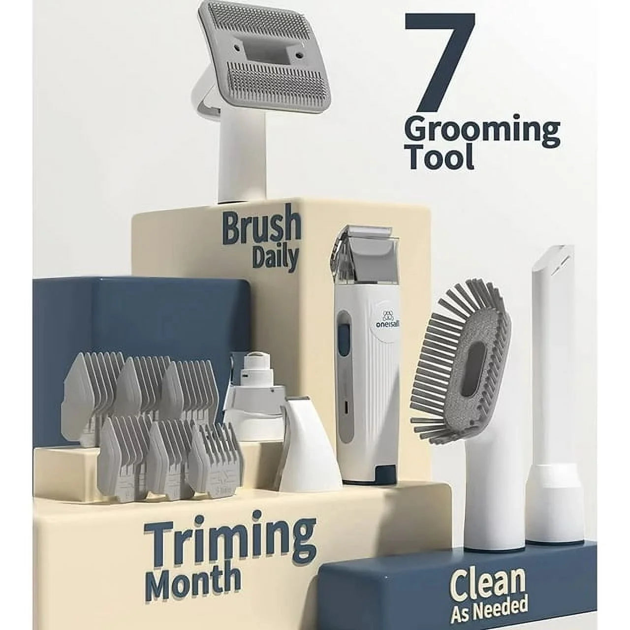 7 in 1 Dog Grooming Kit, Low Noise Pet Grooming Vacuum with 1.5 L Dust Cup, Dog Vacuum for Shedding Grooming, with 7 Professional Grooming Tools for Dogs Cats Pet Hair &Home Cleaning, Purple