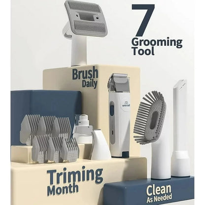 7 in 1 Dog Grooming Kit, Low Noise Pet Grooming Vacuum with 1.5 L Dust Cup, Dog Vacuum for Shedding Grooming, with 7 Professional Grooming Tools for Dogs Cats Pet Hair &Home Cleaning, Purple