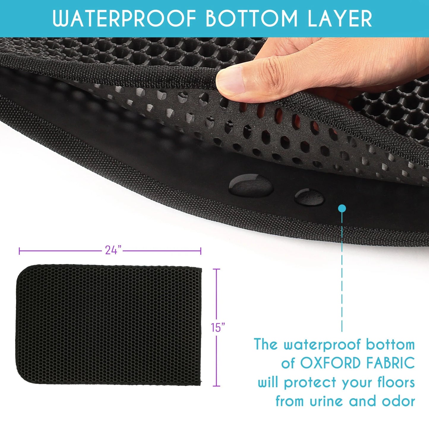 Cat Litter Mat Large, Double Layer Urine Waterproof Trapper Mat, Non-Slip,24X30 In, Black