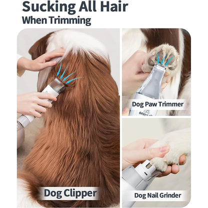 7 in 1 Dog Grooming Kit, Low Noise Pet Grooming Vacuum with 1.5 L Dust Cup, Dog Vacuum for Shedding Grooming, with 7 Professional Grooming Tools for Dogs Cats Pet Hair &Home Cleaning, Purple