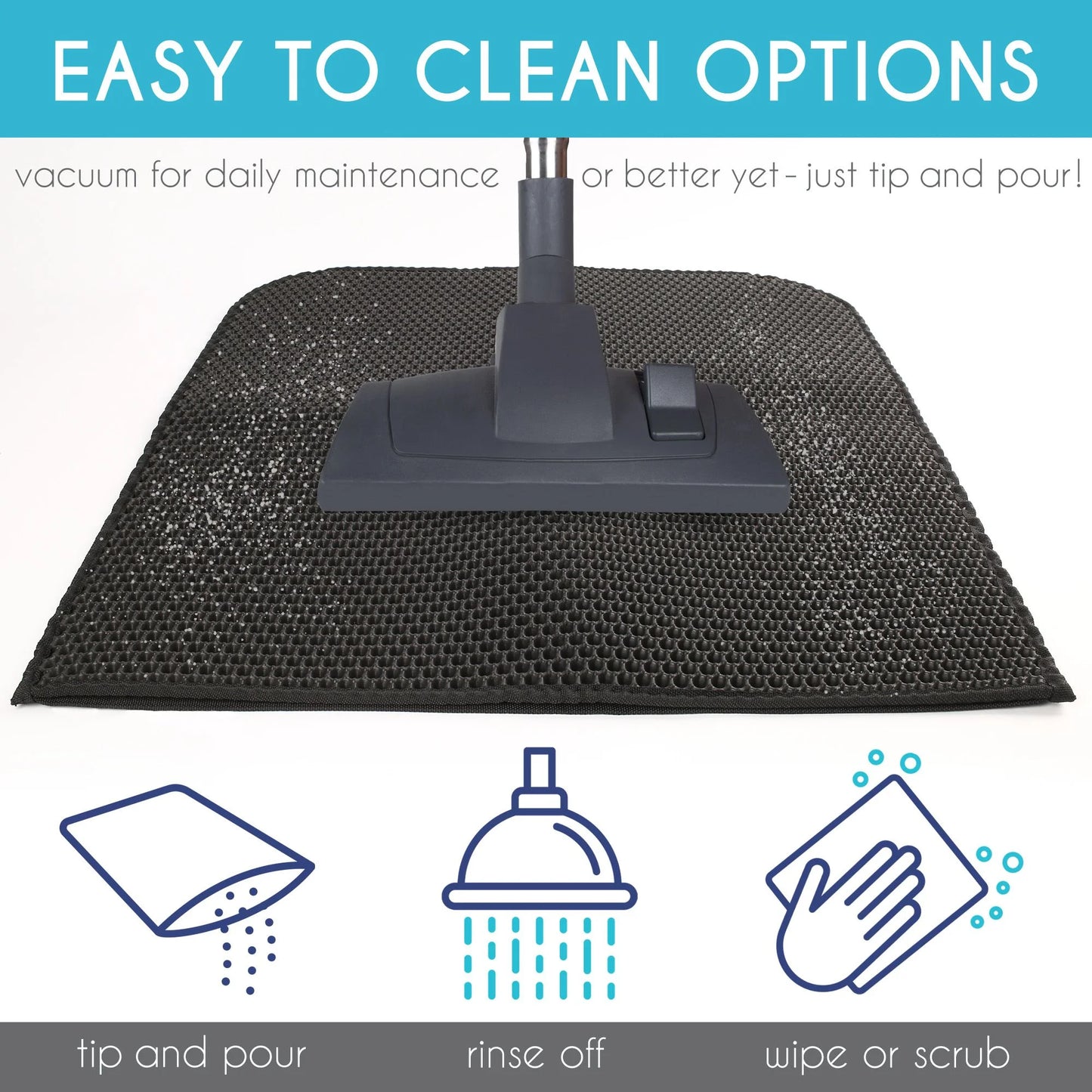 Cat Litter Mat Large, Double Layer Urine Waterproof Trapper Mat, Non-Slip,24X30 In, Black