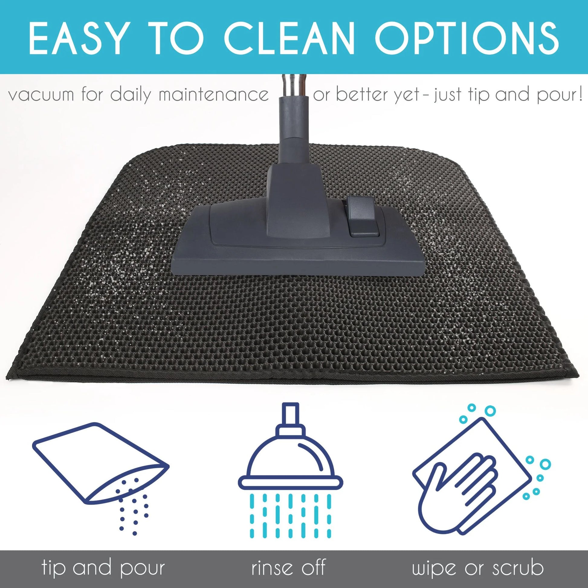 Cat Litter Mat Large, Double Layer Urine Waterproof Trapper Mat, Non-Slip,24X30 In, Black